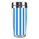 Vertical Stripes - White and Dodger Blue Stainless Steel Travel Tumbler