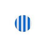 Vertical Stripes - White and Dodger Blue 1  Mini Button