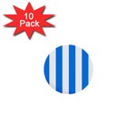 Vertical Stripes - White and Dodger Blue 1  Mini Button (10 pack)