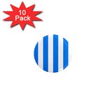 Vertical Stripes - White and Dodger Blue 1  Mini Magnet (10 pack)