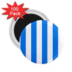 Vertical Stripes - White and Dodger Blue 2.25  Magnet (100 pack)