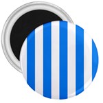 Vertical Stripes - White and Dodger Blue 3  Magnet