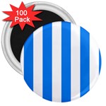 Vertical Stripes - White and Dodger Blue 3  Magnet (100 pack)