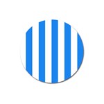 Vertical Stripes - White and Dodger Blue Magnet 3  (Round)