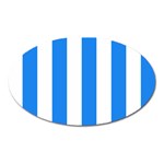 Vertical Stripes - White and Dodger Blue Magnet (Oval)