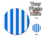 Vertical Stripes - White and Dodger Blue Multi-purpose Cards (Round)