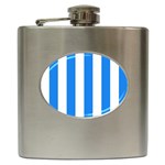 Vertical Stripes - White and Dodger Blue Hip Flask (6 oz)