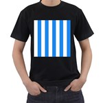 Vertical Stripes - White and Dodger Blue Men s T-Shirt (Black)