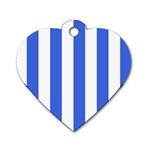 Vertical Stripes - White and Royal Blue Dog Tag Heart (Two Sides)