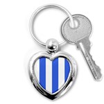 Vertical Stripes - White and Royal Blue Key Chain (Heart)