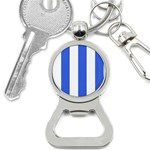 Vertical Stripes - White and Royal Blue Bottle Opener Key Chain