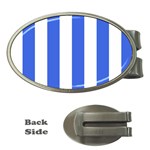Vertical Stripes - White and Royal Blue Money Clip (Oval)