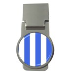 Vertical Stripes - White and Royal Blue Money Clip (Round)