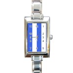 Vertical Stripes - White and Royal Blue Rectangle Italian Charm Watch