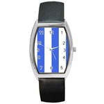 Vertical Stripes - White and Royal Blue Barrel Style Metal Watch