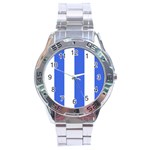 Vertical Stripes - White and Royal Blue Stainless Steel Analogue Watch