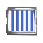 Vertical Stripes - White and Royal Blue Mega Link Italian Charm (18mm)