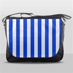 Vertical Stripes - White and Royal Blue Messenger Bag