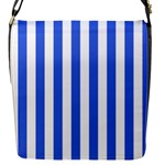 Vertical Stripes - White and Royal Blue Flap Closure Messenger Bag (S)
