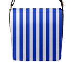 Vertical Stripes - White and Royal Blue Flap Closure Messenger Bag (L)