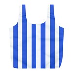 Vertical Stripes - White and Royal Blue Full Print Recycle Bag (L)