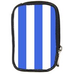 Vertical Stripes - White and Royal Blue Compact Camera Leather Case