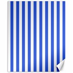 Vertical Stripes - White and Royal Blue Canvas 11  x 14 