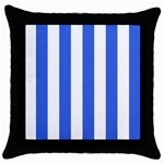 Vertical Stripes - White and Royal Blue Throw Pillow Case (Black)