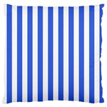 Vertical Stripes - White and Royal Blue Large Flano Cushion Case (One Side)