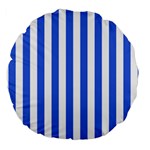 Vertical Stripes - White and Royal Blue Large 18  Premium Round Cushion