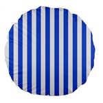 Vertical Stripes - White and Royal Blue Large 18  Premium Flano Round Cushion