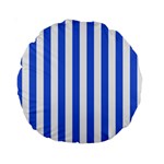 Vertical Stripes - White and Royal Blue Standard 15  Premium Round Cushion