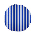 Vertical Stripes - White and Royal Blue Standard 15  Premium Flano Round Cushion