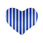 Vertical Stripes - White and Royal Blue Standard 16  Premium Flano Heart Shape Cushion
