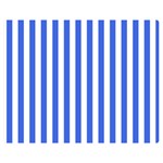 Vertical Stripes - White and Royal Blue Double Sided Flano Blanket (Medium)
