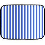 Vertical Stripes - White and Royal Blue Fleece Blanket (Mini)