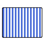 Vertical Stripes - White and Royal Blue Fleece Blanket (Small) (One Side)