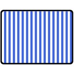 Vertical Stripes - White and Royal Blue Double Sided Fleece Blanket (Large) (Two Sides)