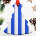 Vertical Stripes - White and Royal Blue Christmas Tree Ornament (Two Sides)