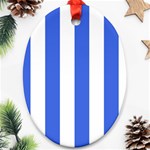 Vertical Stripes - White and Royal Blue Ornament (Oval)