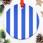 Vertical Stripes - White and Royal Blue Ornament (Round)