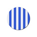 Vertical Stripes - White and Royal Blue Rubber Round Coaster (4 pack)