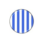 Vertical Stripes - White and Royal Blue Hat Clip Ball Marker
