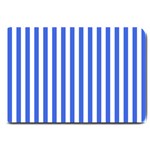 Vertical Stripes - White and Royal Blue Large Doormat