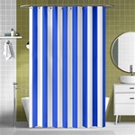 Vertical Stripes - White and Royal Blue Shower Curtain 48  x 72  (Small)