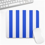 Vertical Stripes - White and Royal Blue Large Mousepad