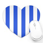 Vertical Stripes - White and Royal Blue Heart Mousepad