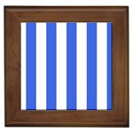 Vertical Stripes - White and Royal Blue Framed Tile