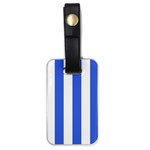 Vertical Stripes - White and Royal Blue Luggage Tag (One Side)
