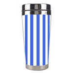 Vertical Stripes - White and Royal Blue Stainless Steel Travel Tumbler